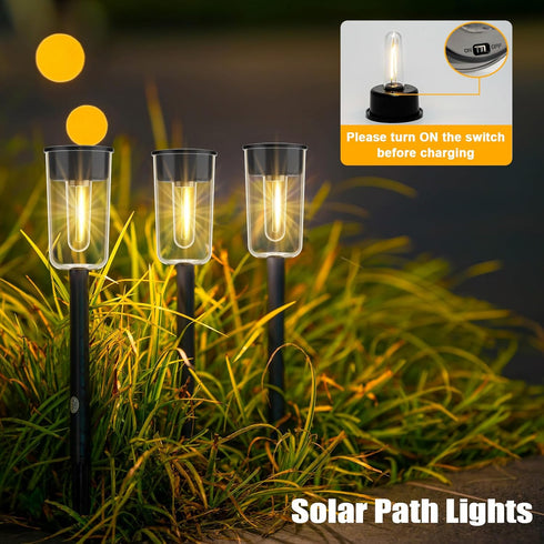8 Pack Solar Pathway Lights, Waterproof Solar Garden Stake Lights for Outside Yard Landscape Decor