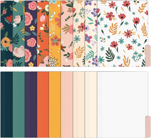 EOOUT 18 Pack Decorative File Folders, Floral Cute Letter Size Colored Folders, 1/3-Cut Tabs, 9.6 x 11.6 Inches