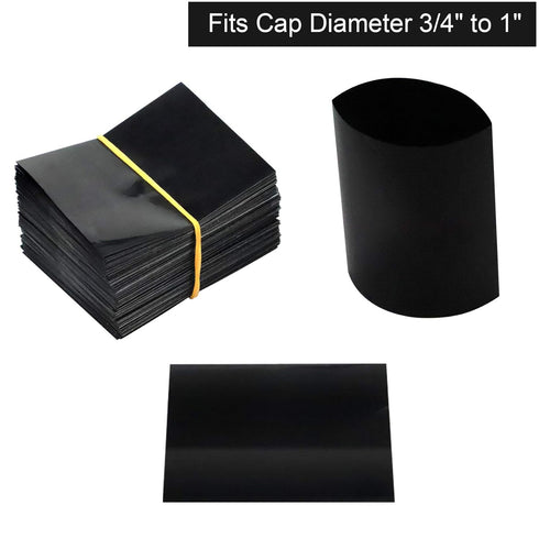 Black Shrink Bands - 200 Pieces 50x60mm Shrink Wrap for Hot Sauce Bottles and Liquid Bottles