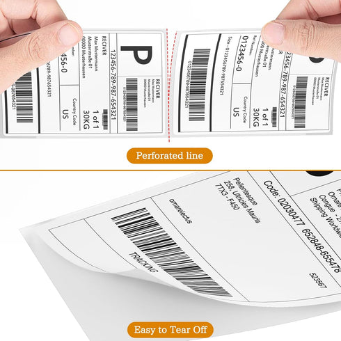 SJPACK 4" 6" 200 Commercial x Thermal Labels, Fanfold Labels, Direct Thermal Shipping Label Compatible with Nelko