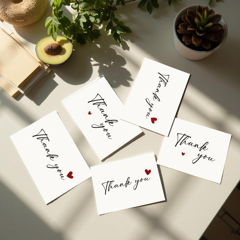 XISHIUYIS 24 Pack Set, (3.5x5in) Thank You Cards with Envelopes - Heart Design Thank You Notes with Envelopes Small