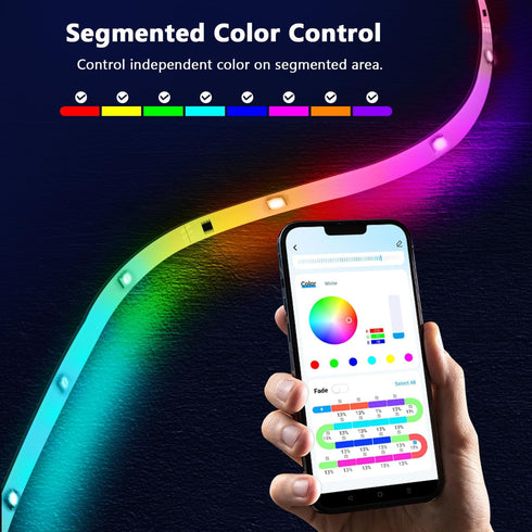 5050 16.4ft dalattin LED Strip Lights IC+RGB, Led Lights for Bedroom, DIY Multiple Colors on One Line, Led Lights
