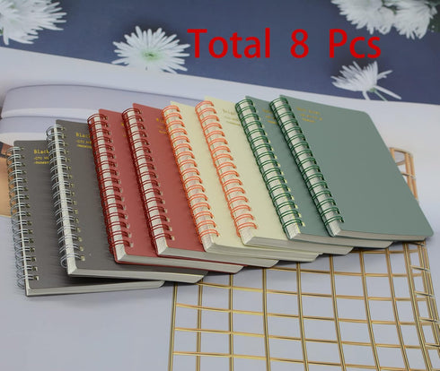 Yansanido Spiral Notebook, 8 Pcs A6 Size, 4 Color Thick Plastic Hardcover, 80 Sheets Journal for School and Office