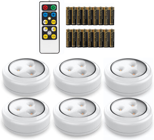 Brilliant Evolution Stick On Push Lights - 6 Pack Remote Controlled LED