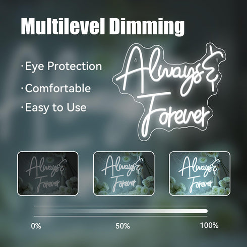 15.4x12.6 inches Ineonlife Always Forever Neon Sign for Wall Decor Love Oh Baby White Letter LED Lights for Wedding