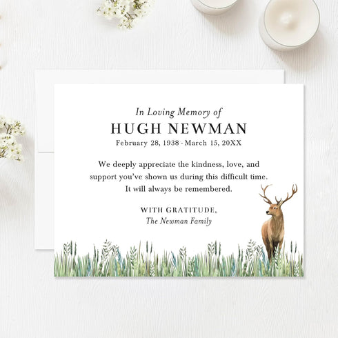 5.5x4.25 In Loving Memory Personalized Funeral Thank You Cards, Greenery and Floral Sympathy Acknowledgement Flat