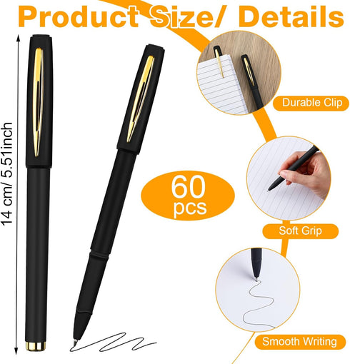 Outus 60 Pcs Black Gel Ink Pens Rollerball Pens Bulk Black Pen Bulk Ultra Fine Point Roller Ball Pens Gel Pens for Office, School, Writing, Taking Notes, Sketching