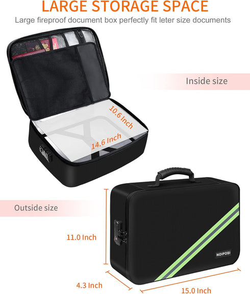 Noiposi Document Organizer, Waterproof and Fireproof Document Box, 5200? Heat Insulated, Portable Safe Storage for