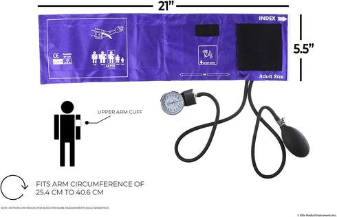 EMI Purple Deluxe Professional Aneroid Sphygmomanometer Manual Blood Pressure Monitor Set