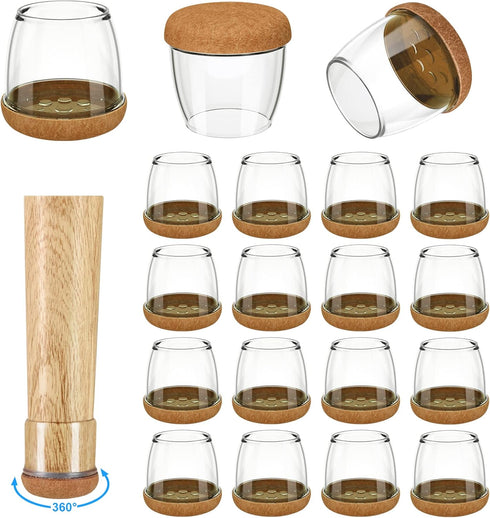16 Pack Chair Leg Floor Protectors for Hardwood Floors, Round Rubber Furniture Sliders with Thickening Silicone Caps