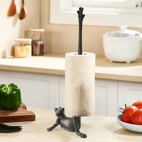 Jeonz Countertop, Cast Iron Paper Towel Holder Frog Leg Toilet Paper Holder Stand, Stable & Durable, Cute Funny Animal