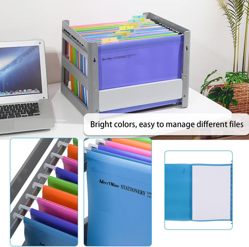 MerryNine Hanging File Folders, 15PCS Letter Size Suspension Files, Polypropylene Filing Cabinet Suspension Files with