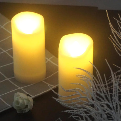 2 Pack LED Flameless Candles Battery Operated Outdoor LED LightFake Flickering Waterproof Candles for Home Decorations