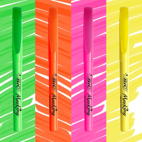 Bic Highlighter Pen Set, Ideal for Home, Office, and School, Assorted Colours, Pack of 5