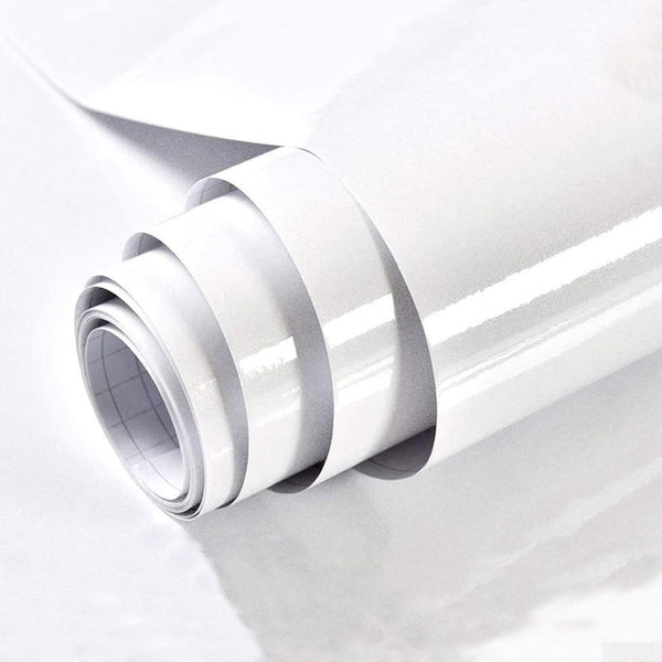TANONE White Wallpaper Self Adhesive Vinyl 15.8"X196.7" Decorative Film for Cabinets and Furniture Countertops.
