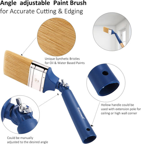 Multi Angle Adjustable Masonry Paint Brush - Stain Brushes for Fence & Wall Painting (3 Pack)