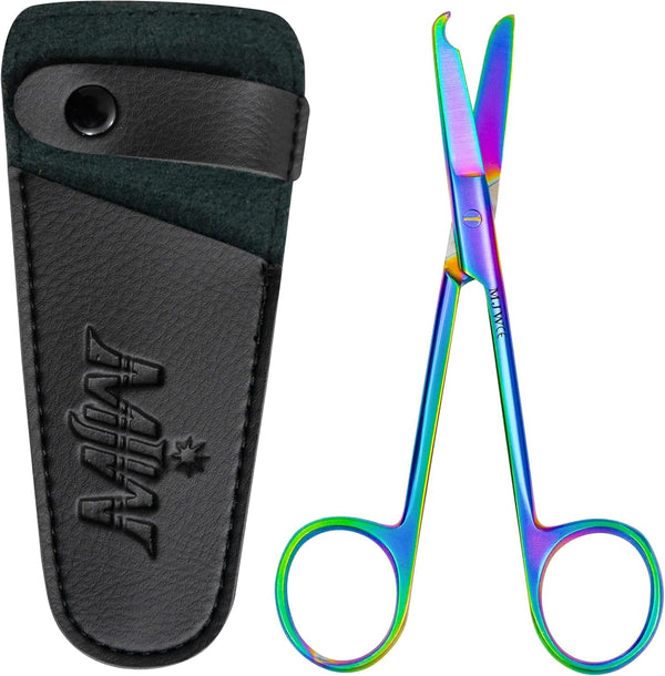 MJW Stainless Steel Suture Stitch Scissors with Multicolor/Rainbow Titanium Coating - Precision Trimming