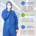Pack 5, 50 AMZ Medical Supply Disposable Coveralls with Hood, Medium, Blue, of GSM SMS Fabric, Front Zipper, Elastic