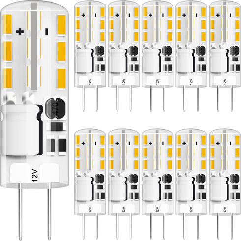 G4 LED Bulb JC Type Bi-Pin Base, 1.5W AC/DC 12V, 10W T3 Halogen Replacement, Warm White 3000K, 10-Pack