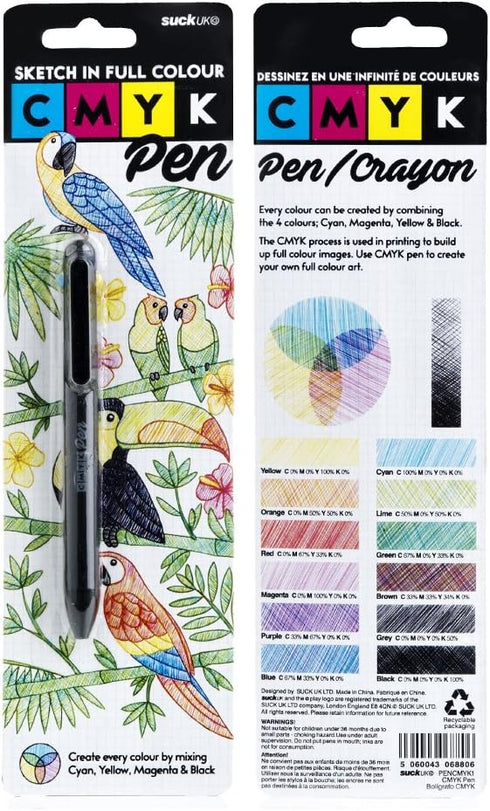 Suck UK CMYK Multi Color Pen, Ballpoint & Multicolor Pen In One, 4x Color Pens