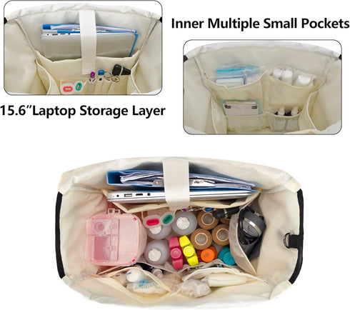 15.6' LoDrid Nurse Bag with Padded Bottom, Medical Work Bag for Nurses & Home Visits, Fits Laptop, Suitable for RN, PA