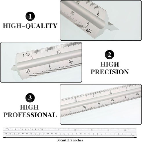 Zonon 10 Pcs Plastic Drawing Template Ruler Geometric Drawing 12 Inch Triangular Aluminum Architect Scale Measuring Templates Building Geometric Kit Plastic Ruler for Drafting(Clear, Vibrant)