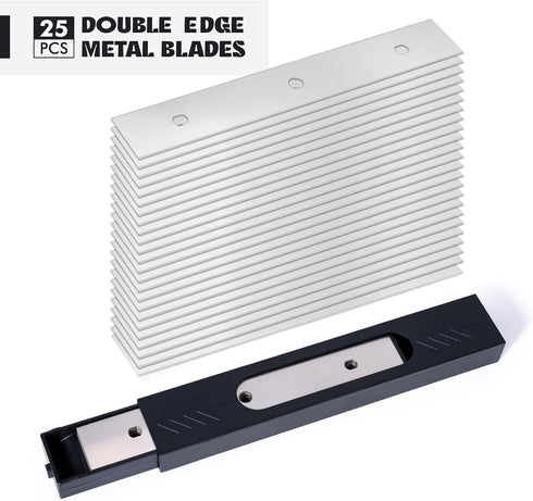 2 Pack 6" 25PCS FOSHIO Putty Knife Razor Blade Scraper Tool with Extra Double Edge Metal Blades for Cleaning Paint