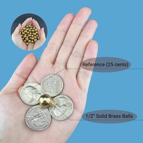 50Pcs H62 1/2"(12.7mm) Precision Brass Balls Solid Brass Balls Diameter Excellent Conductivity for Industrial Equipment