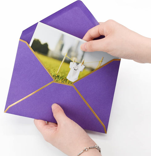 VANRA 150 Pack Colorful Self Seal A7 Invitation Envelopes V Flap with Gold Border for Greeting Cards, Weddings