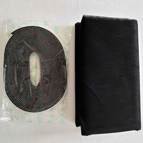 FLYZZZ DIY Self-Adhesive Window Screen Netting Mesh Curtain, 100X150cm, with Hook and Sticky Tape, Black