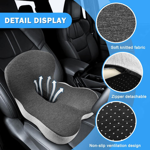 FuGuiHui Tailbone Memory Foam Seat Cushions for Office Chair, L-Shaped Integrated Seat Cushion with Back Support
