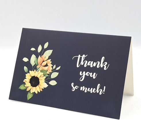 4x6 20-Pack) Gooji Sunflower Thank You Cards (Bulk Navy Blue Envelopes