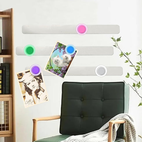 Magnetic Board Frameless Stainless Iron Strips, Magnetic Strips with Adhesive Backing, Memo Board with 7 Pcs Colorful