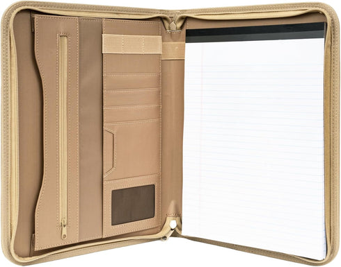 Military Zippered Padfolio and Tactical Notebook Cover with Legal Pad, Large OCP Binder Planner for Men and Women,