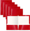 Better Office Products 2 Pocket Glossy Laminated RED Paper Folders, Letter Size, Box of 25 Red Portfolios