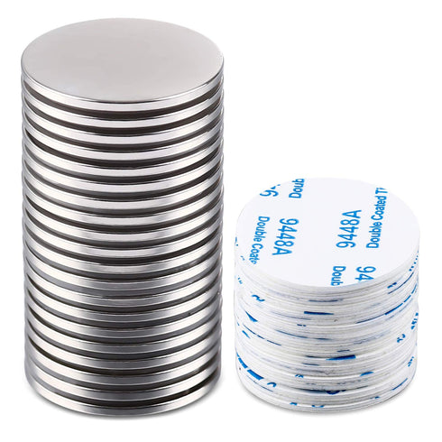 MIKEDE 20 Pack Strong Neodymium Disc Magnets, 1.26 inch D x 0.08 inch H with Double-Sided Adhesive