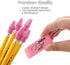 BAZIC Pink Erasers + Pencil Top Erasers Set (15/Pack), Block Erasers, Arrowhead Caps, Latex Free for Art