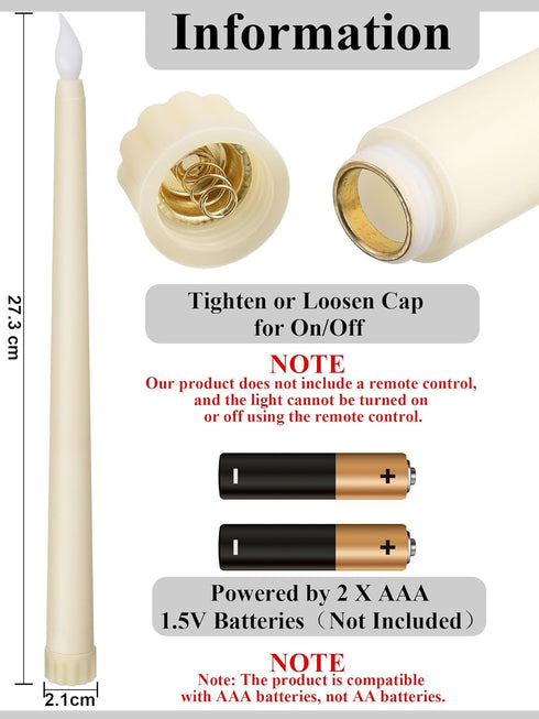 30 11 Inch Retisee Pcs Flameless Taper Candles LED Candles Bulk Battery Operated Taper Candle Flickering LED