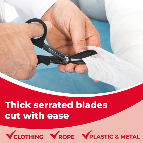 Ever Ready First Aid Titanium Bonded Bandage Shears, 7 1/4" Bent, Tactical Stealth Black