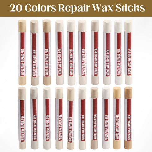 Sticks20 Wood Filler Colors Wood Repair Wax Crayons Furniture Markers Touch up for Repairing Scratches, Scuffs, Cracks