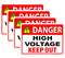 Danger High Voltage Sign, Keep Out Sign 10x14 Aluminum Durable/Weatherproof for Outdoor Use (4 Pack)