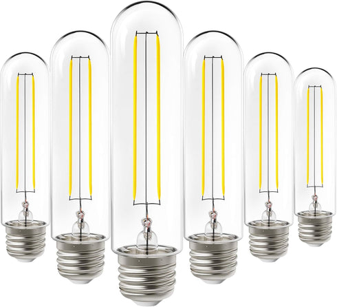 Sunco Lighting 6 Pack 5W=40W Dusk to Dawn Outdoor T10 Light Bulbs, 2700K Soft White, E26 Base, 450 Lumens