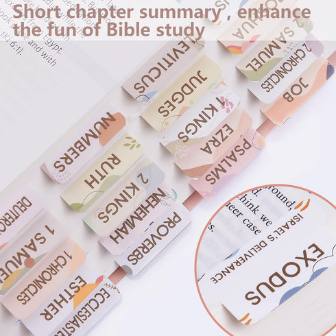 Qmoso 72 Bible Tabs for Women and Men, Laminated Bible Tabs for Easy Navigation and Apply, Bible Index Tabs for Study