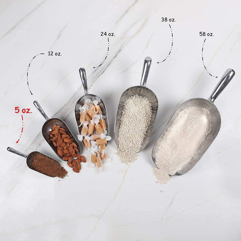 Cast Aluminum Utility Scoop - 5-Ounce Round Bottom Small Ice Scoop for Multi-Purpose Use, Hand Wash Only