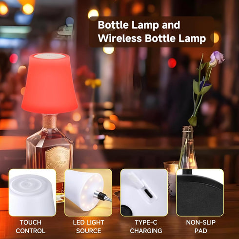 Dimmable 3 (2, Unique New Wireless Wine Bottle Lamp Rechargeable Color&RGB LED Bottle Lights for Liquor & Wine Bottles