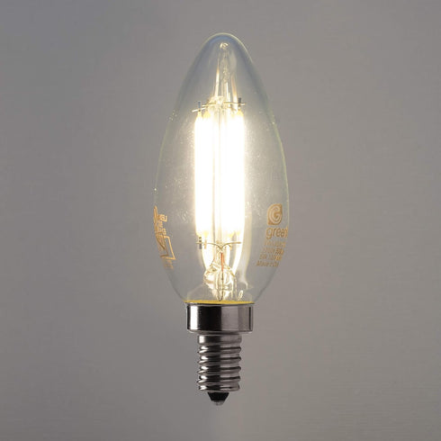 Greenlite B11 5W Bulb, 60W 500 2700K Dimmable, 120V, E12 (6 Pack) LED Torpedo Filament Chandelier Light Equivalent