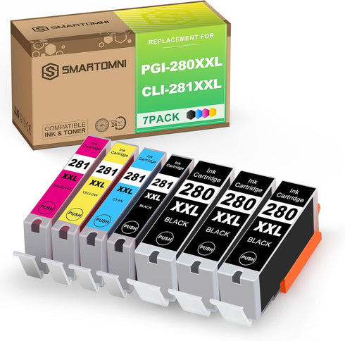PGI280XXL CLI281XXL Compatible Ink Replacement for Canon 280 281 XXL for PIXMA TR and TS Series (7 Pack)
