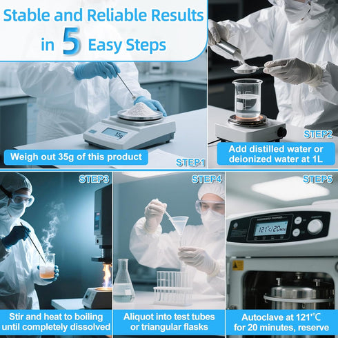 LB LB 250 Agar Medium, Luria Low Salt, Powder, Laboratory Grade with Tryptone, Yeast Paste & Sodium Chloride, Agar