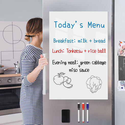 Magnetic Fridge White Board Paper, 16" x 24" Large Dry Erase Board Sheet for Kitchen Refrigerator Organizer and
