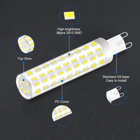 G9 Bulbs Dimmable 10W 6000K, 100W AC120V Dimmable G9 T4 Bulb 360Deg (5Pack) No Flicker Led Cool White Halogen